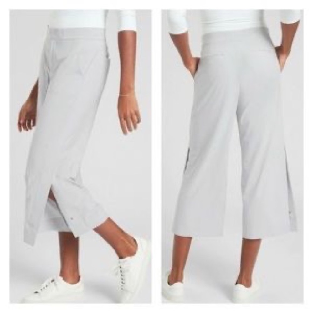 Athleta Grey Wide Leg Work pants w/ snaps